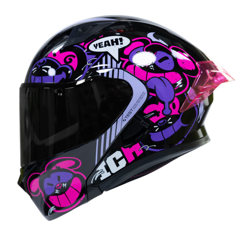 Casco moto ich 3120 turn on fc sm abatible con sun visor certificación dot 3cv