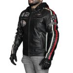 Chaqueta moto armad skull cuero con capucha vintage edicion limitada