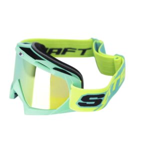 Antiparras Shaft SH-16 Evo Turquesa Mate Amarillo Neón Iridium Dorado Motocross Enduro