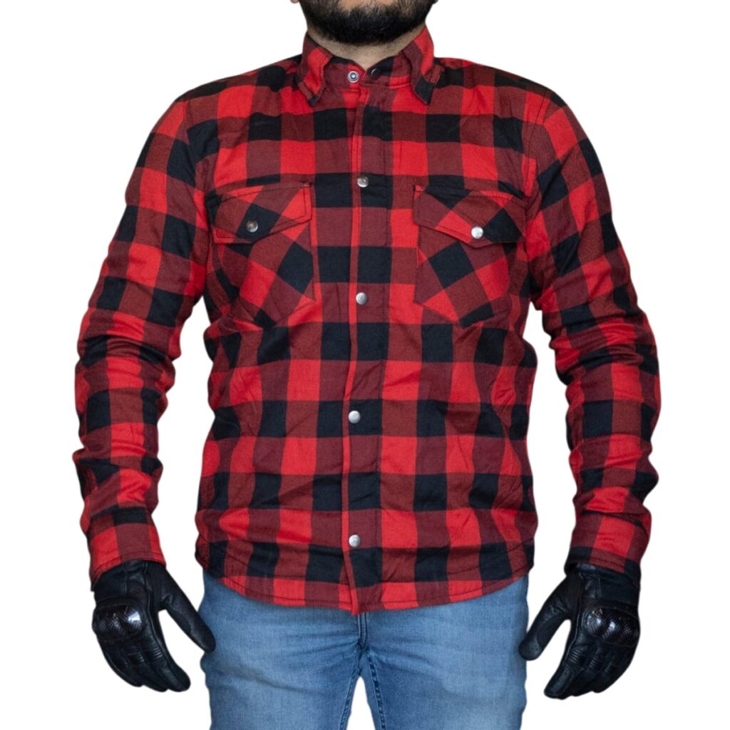 Camisa Leñadora para moto Armad Gear Field Rojo con Protecciones