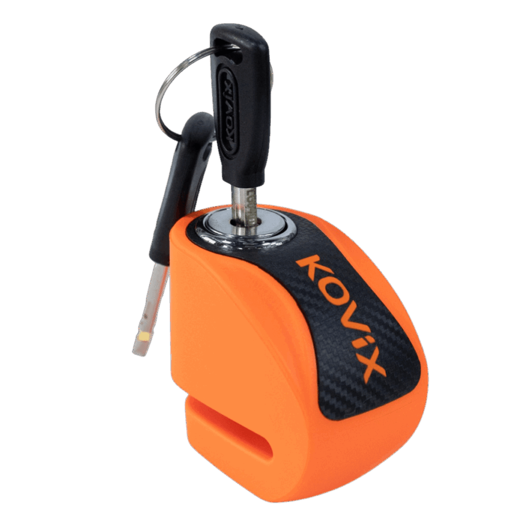 Candado disco moto Kovix KNN1 Naranjo Fluor Pin 6MM Aleacion Acero