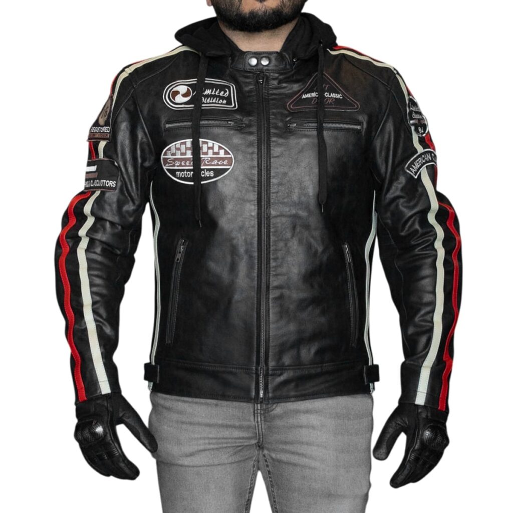 Chaqueta moto Armad Skull Cuero con Capucha Vintage edición limitada