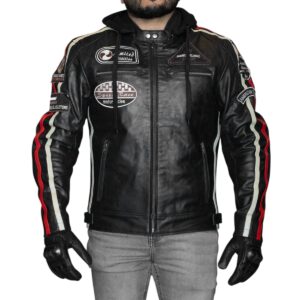 Chaqueta moto Armad Skull Cuero con Capucha Vintage edición limitada