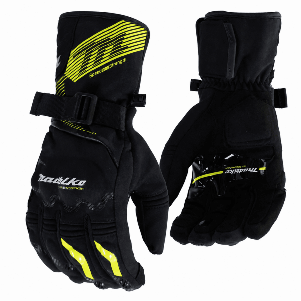 Guantes para moto Largos Madbike MAD65 Verde con Protecciones Touch invierno