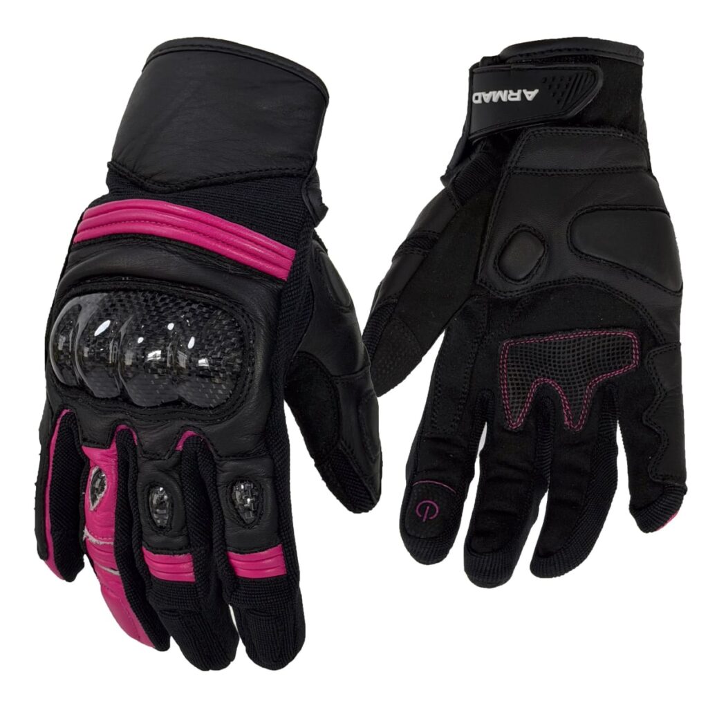 Guantes para moto Armad Gear Lilly Fucsia Mujertouch Protecciones