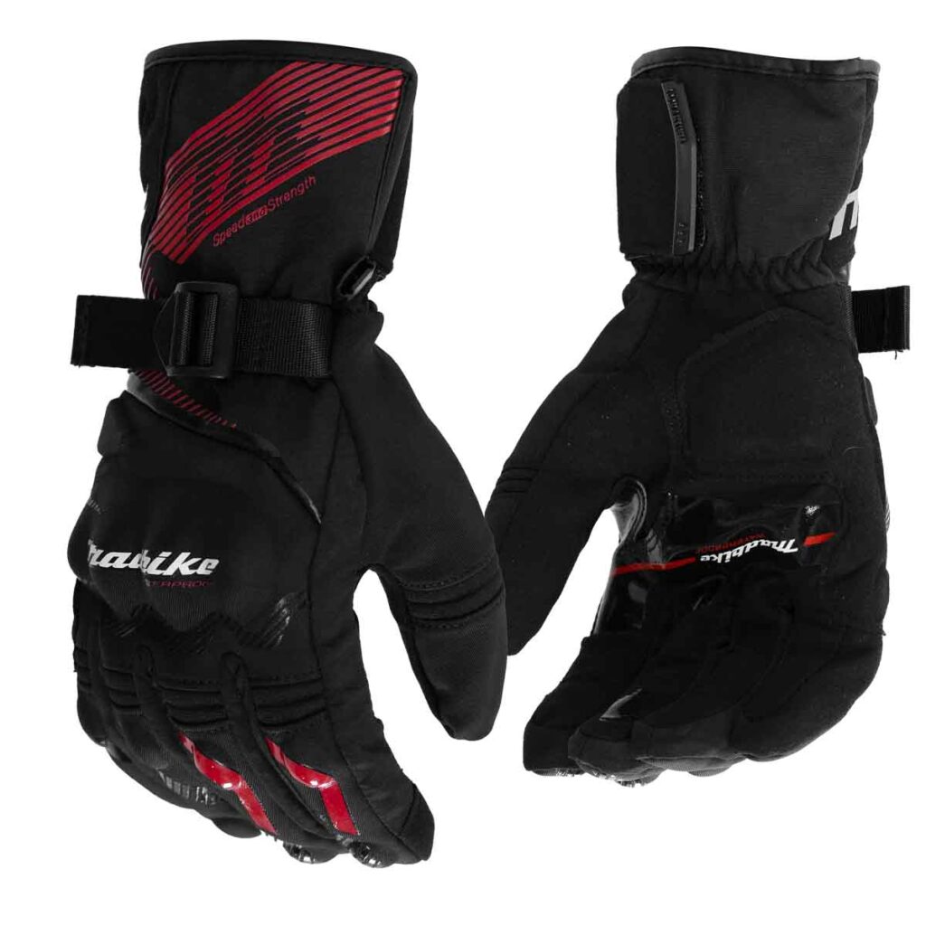 Guantes para moto Largos Madbike MAD65 con Protecciones Touch invierno Rojo