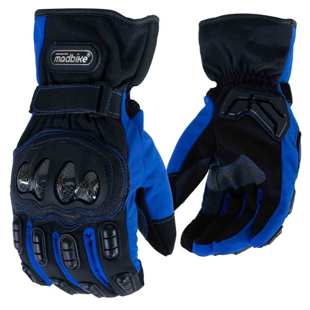 Guantes para moto Largos Madbike MAD15C con Protecciones invierno Azul