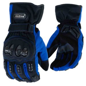 Guantes para moto Largos Madbike MAD15C con Protecciones invierno Azul
