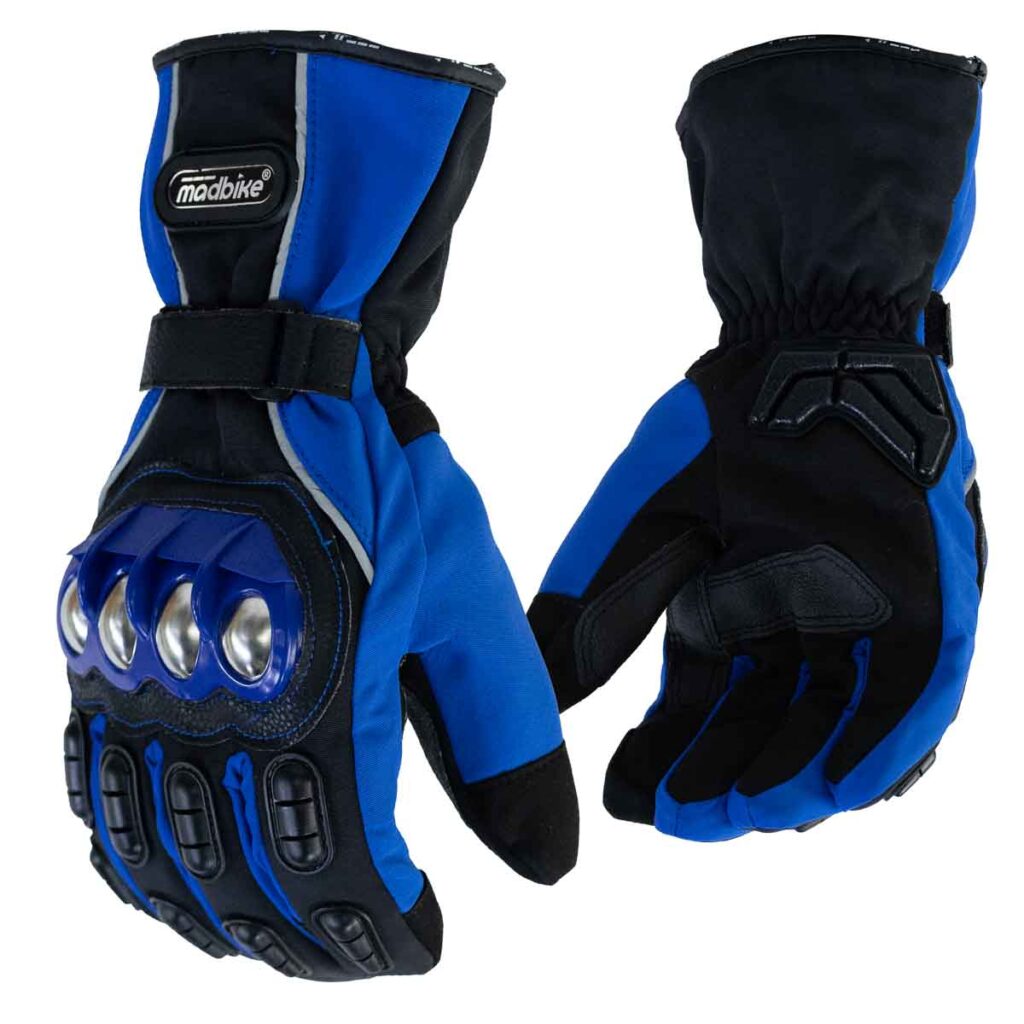 Guantes para moto Largos Madbike MAD15S con Protecciones Touch invierno Azul