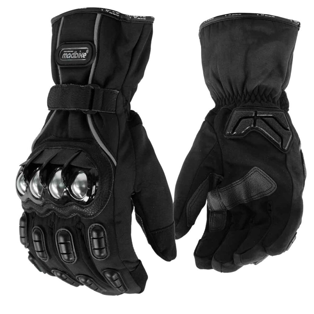 Guantes para moto Largos Madbike MAD15S con Protecciones Touch invierno Negro