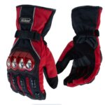 Guantes para moto Largos Madbike MAD15S con Protecciones Touch invierno Rojo