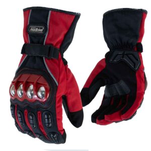 Guantes para moto Largos Madbike MAD15S con Protecciones Touch invierno Rojo