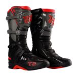 Botas para moto Tiger Racing T2 Ng/rojo Fluor Motocross Enduro