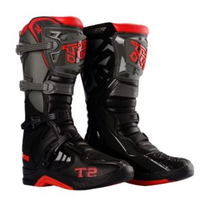 Botas para moto Tiger Racing T2 Ng/rojo Fluor Motocross Enduro