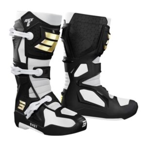 Botas moto Shot Race 6 Black White Gold Motocross Enduro