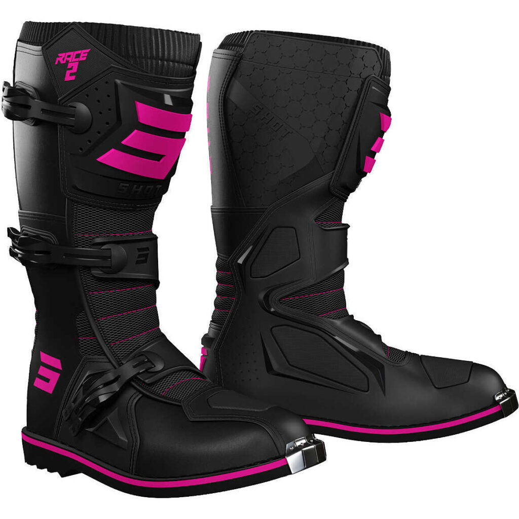 Botas moto Shot Race 2 Kid Black Pink Motocross Enduro para niño