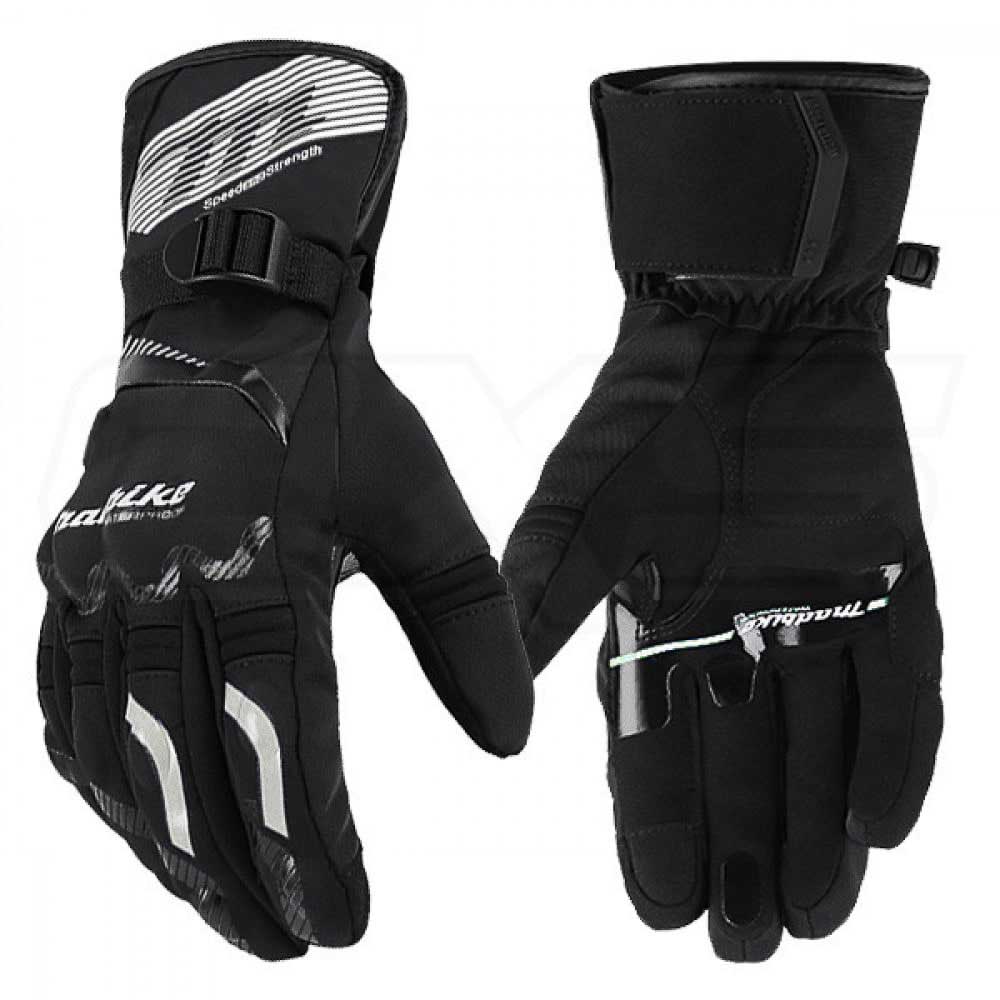 Guantes para moto Largos Madbike MAD65 con Protecciones Touch invierno Negro Blanco